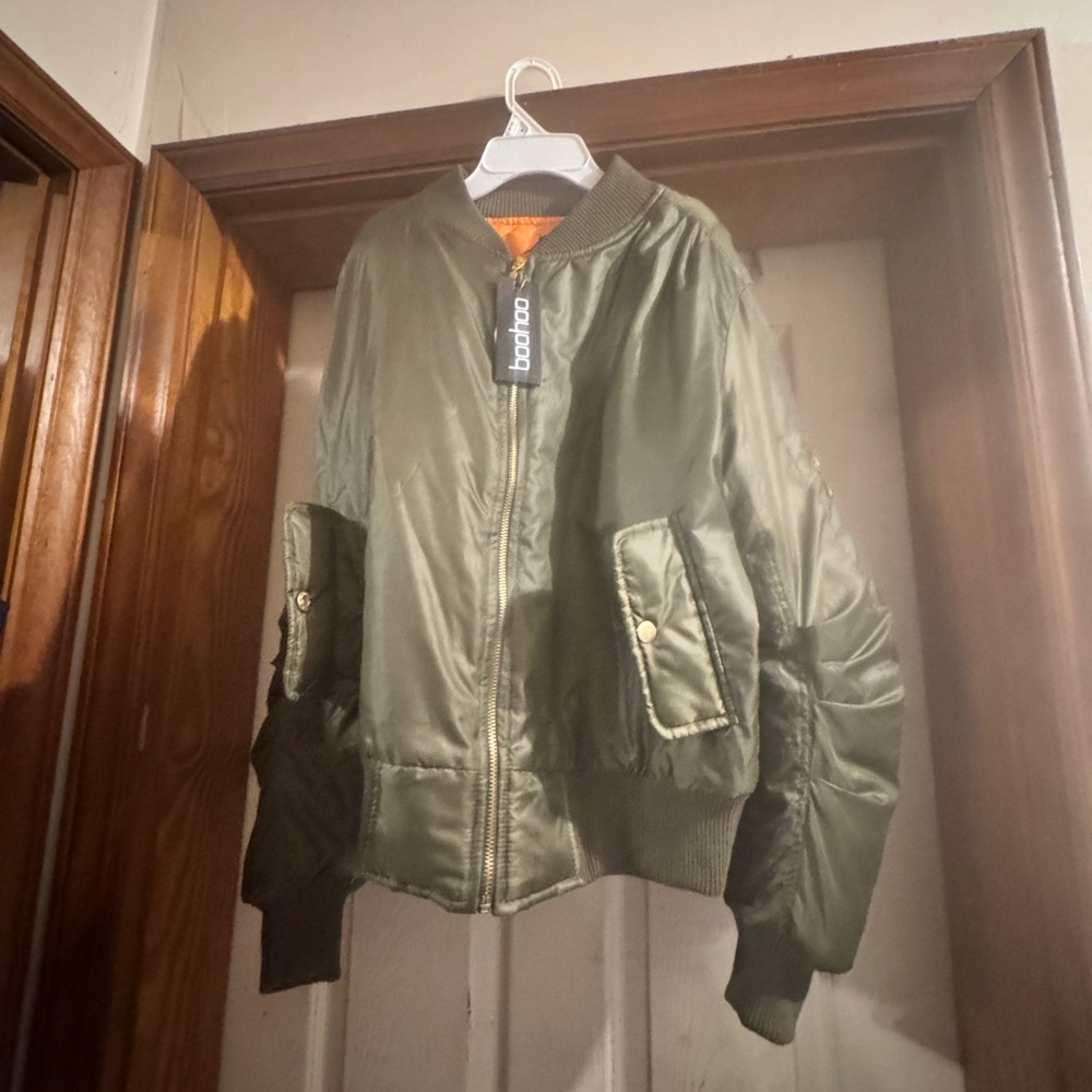 Boohoo Olive Green Bomber Jacket